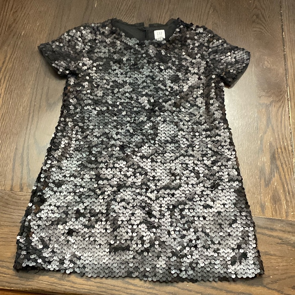 Gap XS girls black sequins dress.